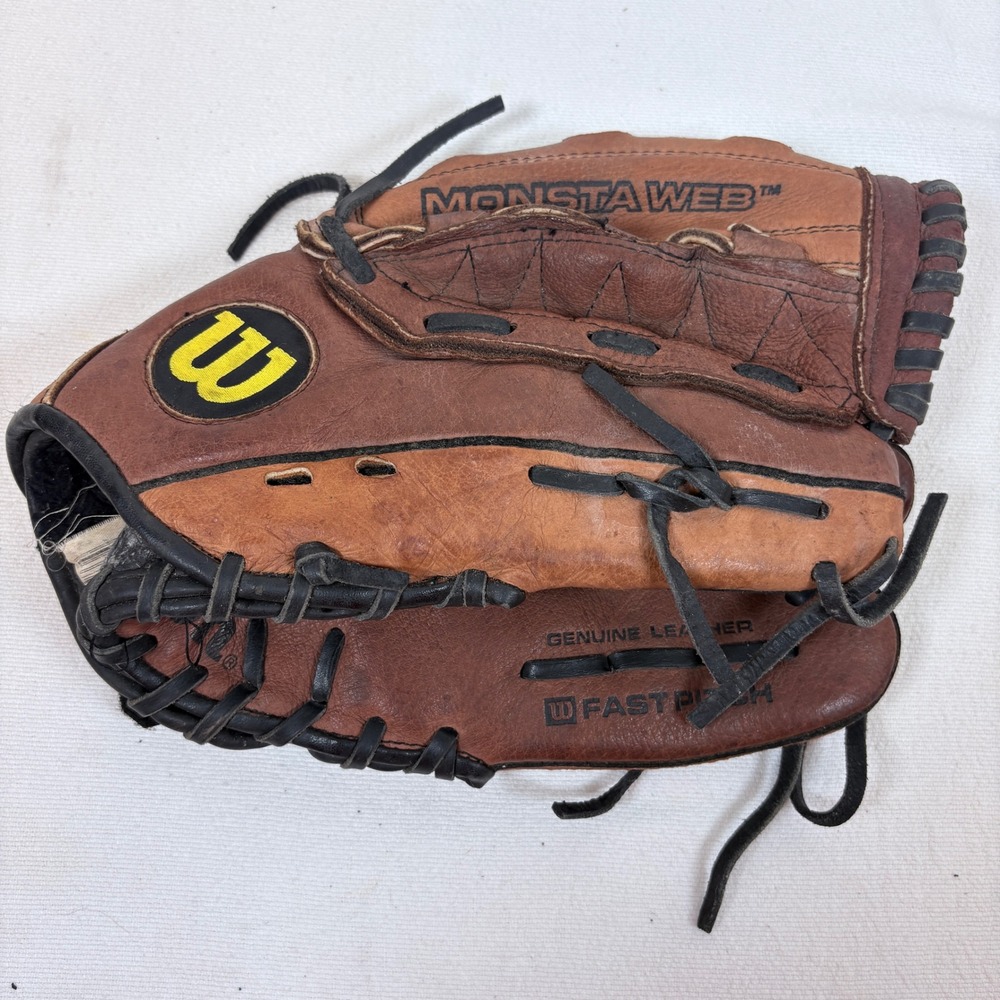 Wilson A0440 FP115 Fastpitch Softball Glove 11.5 Monsta Web Brown Leather RHT